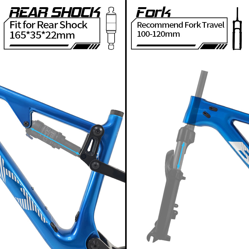 BXT Carbon Fibre T700+T800 29er Full Suspension Mountain Bike Frame, Boost 148x12mm, 100mm Travel, 2025 New Model