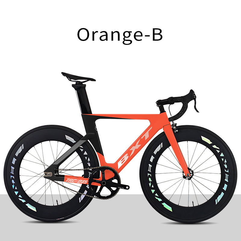 BXT New Carbon Fiber Track Bike with Front V/Rim Brake SORA BR-3000 T800 Carbon 88mm Wheels Fixed Gear Bicycle Single Speed