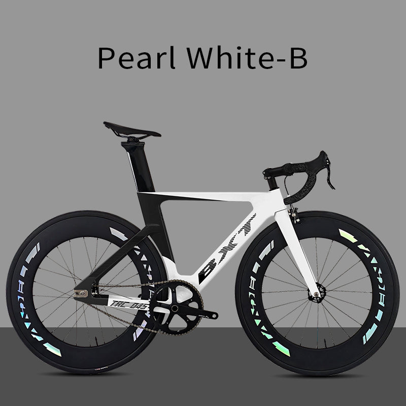 BXT New Carbon Fiber Track Bike with Front V/Rim Brake SORA BR-3000 T800 Carbon 88mm Wheels Fixed Gear Bicycle Single Speed