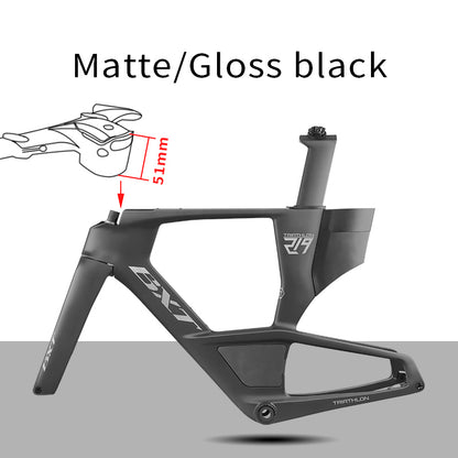 BXT 2026 New Carbon Fiber Triathlon Bike Frame Set with TT Handlebars, TT Track Aerial Handlebars, and Bicyele Disc Brakes.