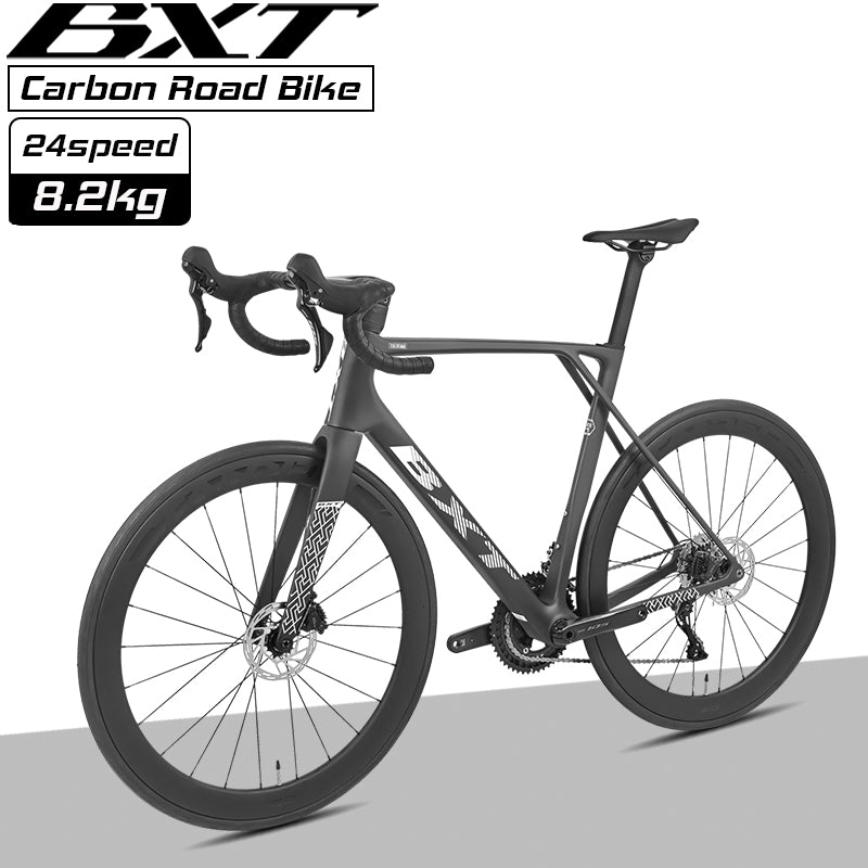 BXT New Model-155 Road Bike, Carbon Fiber Frame Fork Handlebar use Shimano 105 R7120 24Speed Shift Kit Bicycle Adult Racing Bike