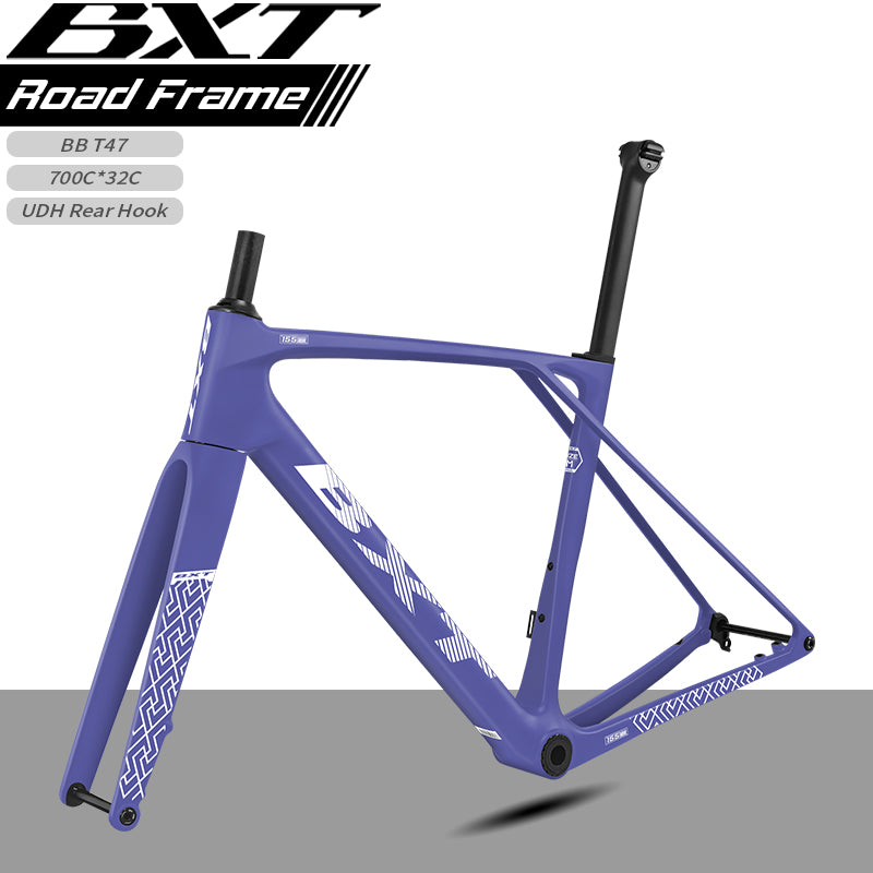 BXT Carbon Road Bike Frame T1000 Carbon Fibre Road Frameset Flat-Mounted Disc Road Frame fit Mechanical& Di2