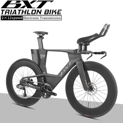 BXT 2026 New  Carbon Fiber Disc TT Bicycle Di2 Groupset Compatible Time Trial Racing Road Bike LTWOO ERX 24 Speeds