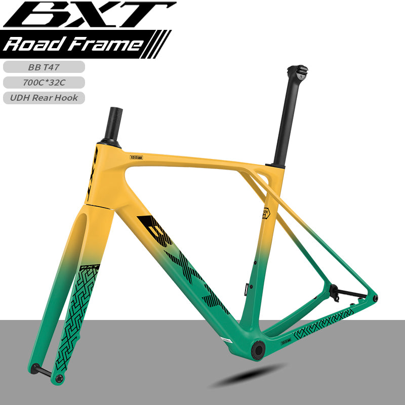 BXT Carbon Road Bike Frame T1000 Carbon Fibre Road Frameset Flat-Mounted Disc Road Frame fit Mechanical& Di2