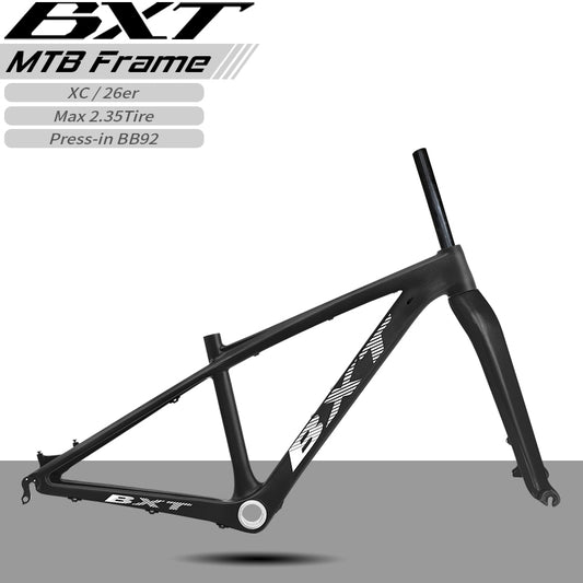 BXT 26er Full Carbon Mountain Bike Frame 14inch Disc Brake Carbon Fiber MTB Frame 3K Weave 26inch Mountain Bicycle Carbon Frame 26er