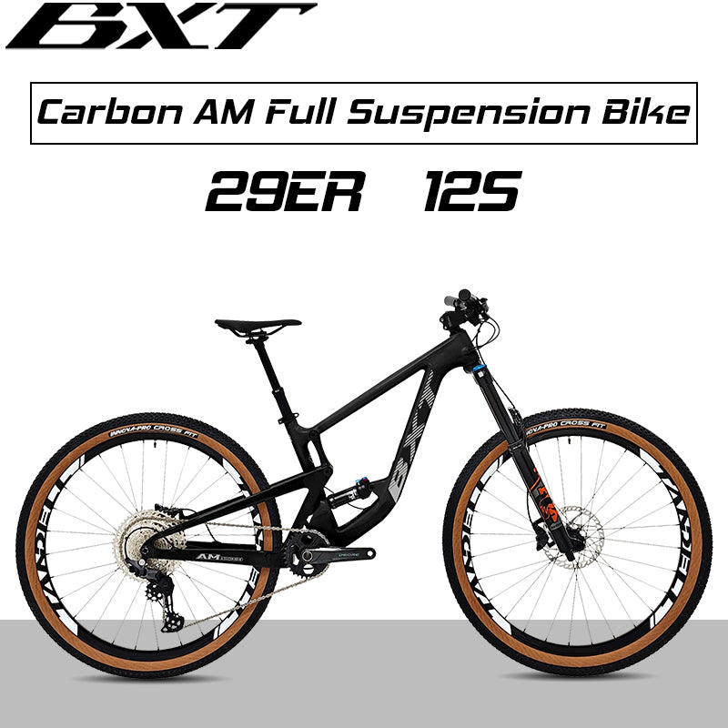 BXT Carbon Fiber 29er M6100-12S Hydraulic Disc Brake AM Full Shock Soft Tail Carbon Fiber Mountain Bike MTB With Suspension Seat Tube