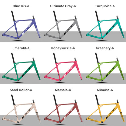 BXT New Ultralight 900g Carbon Road Bike Frameset with Disc Brakes, Flat-Mounted Disc Brake, 700x32C Semi-Hidden External Wiring