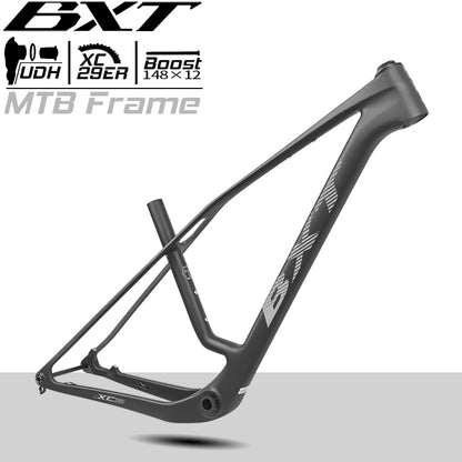BXT 2026 New 29er Boost Carbon MTB Frame UDH Hanger Full Integrated Cable Hardtail Mountain Bike Frameset T47 24mm/29mm