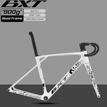 BXT 2026 New Ultralight 900g T1000 Carbon Road Bike Frameset with Disc Brakes, Flat-Mounted Disc Brake, T47, 700x32C BXT Road Bike Frame