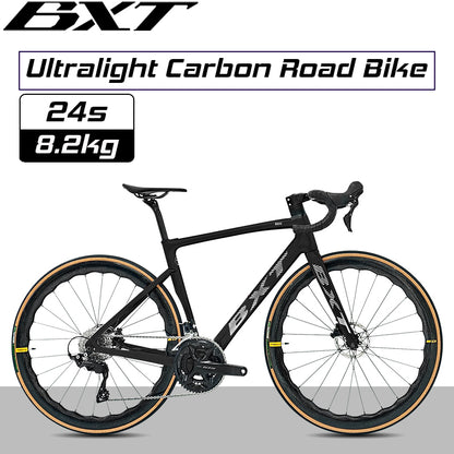 BXT NEW Full Carbon Road Bike Lightweight 8.2kg Carbon Wheels Hydraulic Disc Brake Racing Cycling R7120 Kit