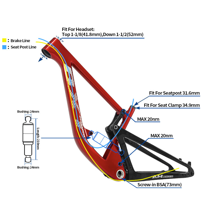 BXT All Mountain Full Suspension Carbon Frame Travel 150mm 29er Thru Axle Boost 12x148mm Carbon Full Suspension MTB Frame 29 AM  UDH Hanger