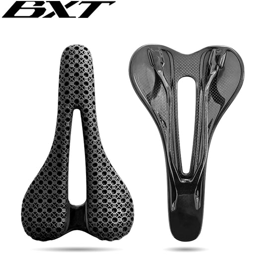 BXT 3D Printed Bike Saddle Ultralight Carbon Fiber Hollow Comfortable Breathable MTB Gravel Road Bicycle Cycling Seating Parts