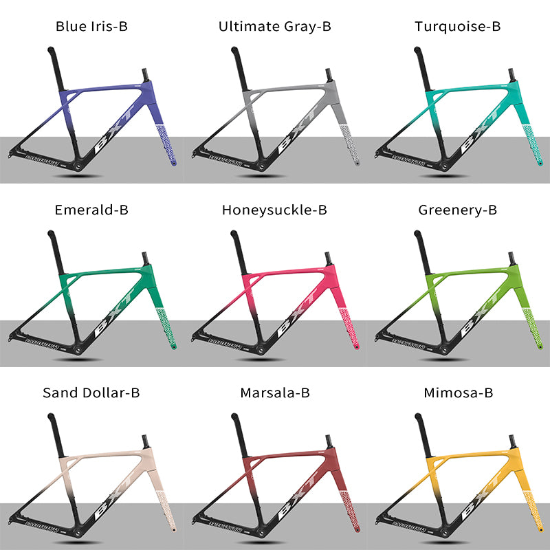 BXT New Ultralight 900g Carbon Road Bike Frameset with Disc Brakes, Flat-Mounted Disc Brake, 700x32C Semi-Hidden External Wiring