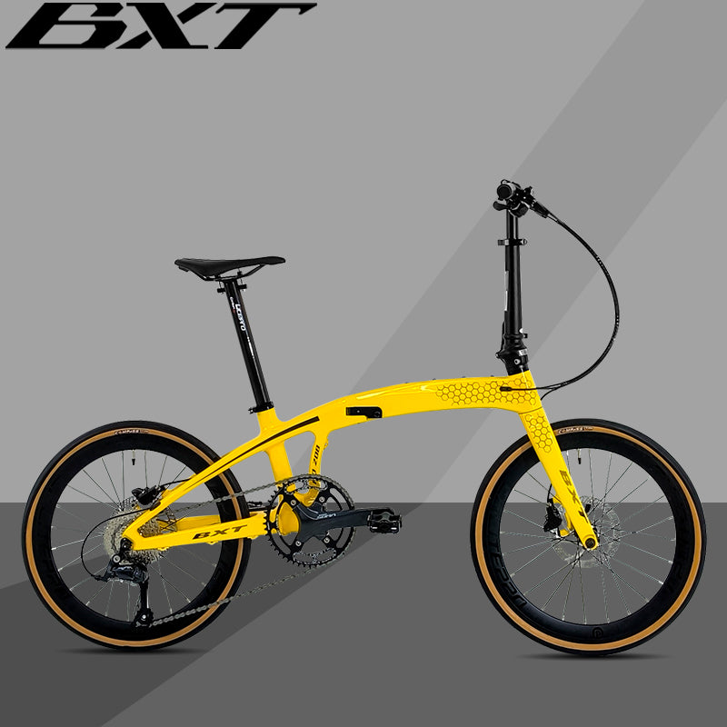 BXT New Carbon Folding Bike 20 Inch Foldable Bike Shimano 105 R3000 9-Speed Disc Brake Bicycle Student Adult Cycling Folding Mountain Bike