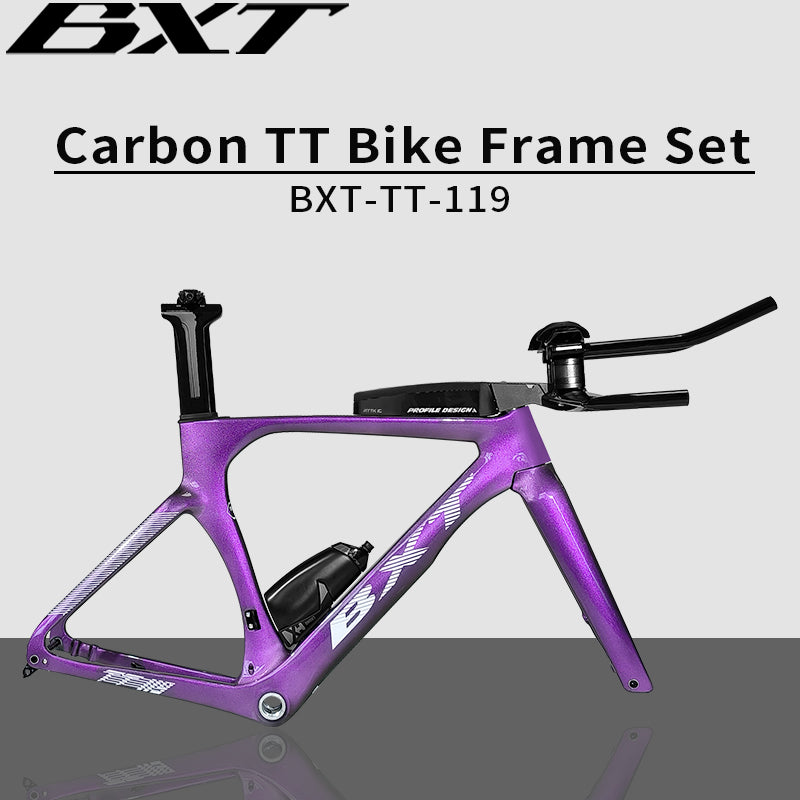 BXT Carbon Road Bike TT Frameset Time Trial Racing Bike Frame Rese TT Handlebar Bottle Cage Storage Case Triathlon Bicycle Frameset