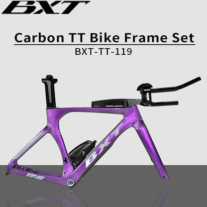 BXT Carbon Road Bike TT Frameset Time Trial Racing Bike Frame Rese TT Handlebar Bottle Cage Storage Case Triathlon Bicycle Frameset