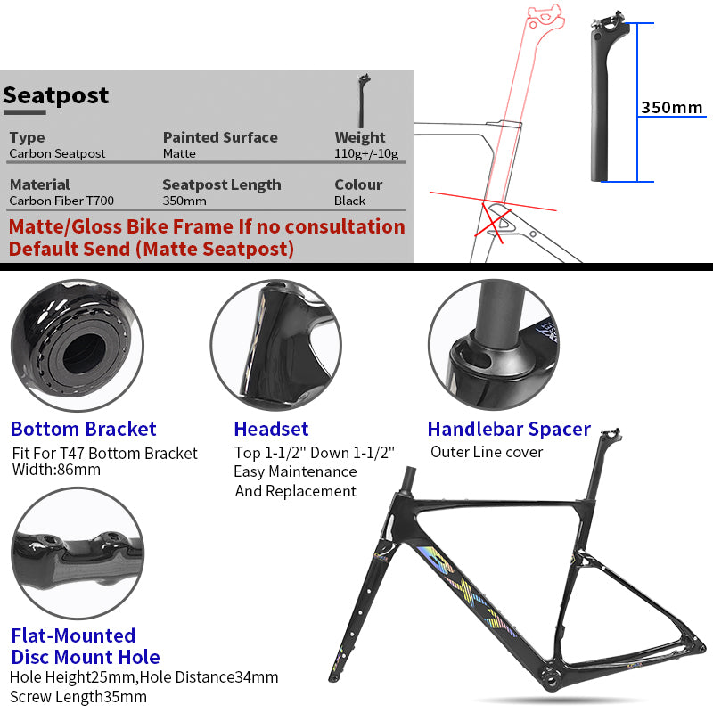 Nouveau cadre gravel BXT 2026 Frein à disque patte UDH T1000 carbone 700x50C T47 modèle-055 27.5er 42T-52T