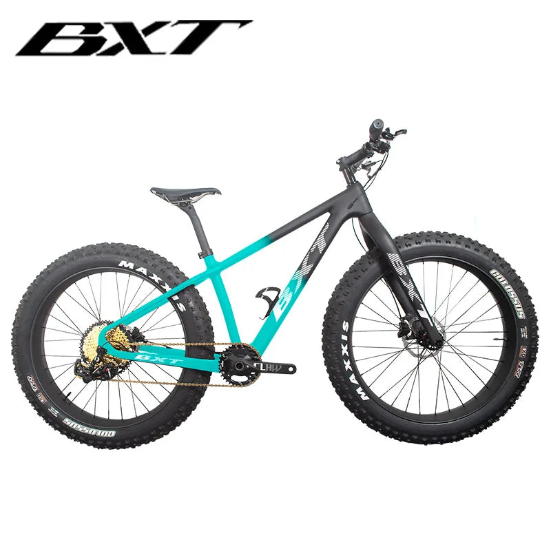 BXT NEW Full Carbon Bike snow carbon fat bike Axle Thru Rear space 197mm 26*4.8 tires Snow Complete 4.8tire Carbon Bicycle