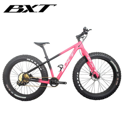 BXT NEW Full Carbon Bike snow carbon fat bike Axle Thru Rear space 197mm 26*4.8 tires Snow Complete 4.8tire Carbon Bicycle