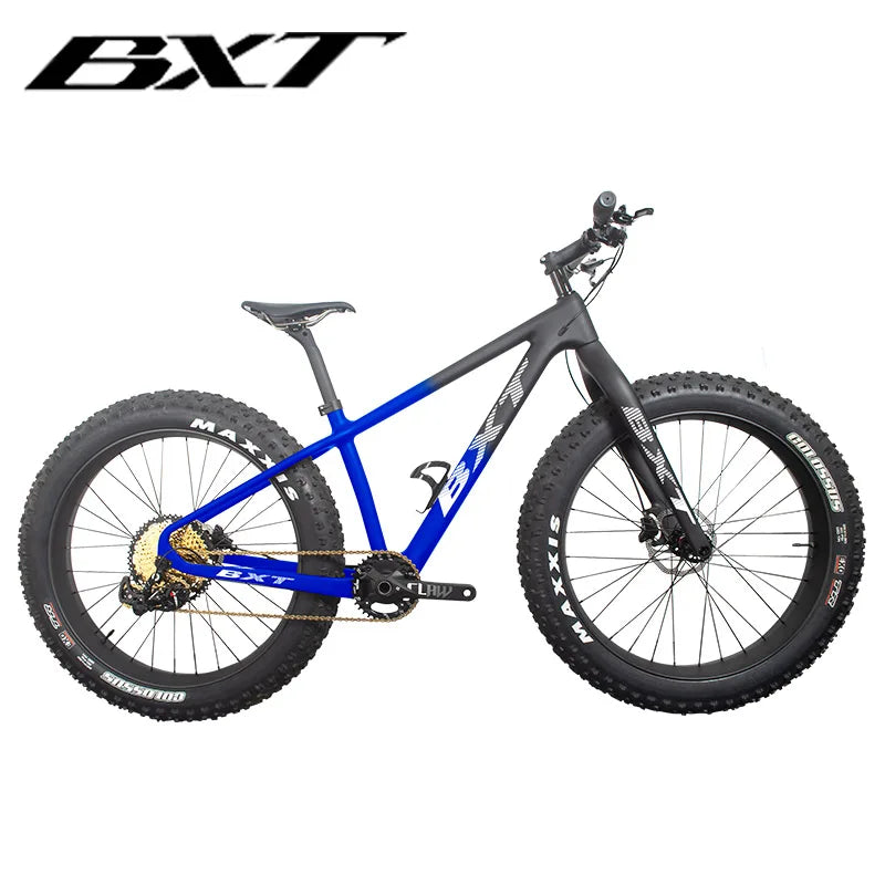 BXT NEW Full Carbon Bike snow carbon fat bike Axle Thru Rear space 197mm 26*4.8 tires Snow Complete 4.8tire Carbon Bicycle