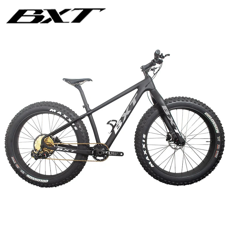 BXT NEW Full Carbon Bike snow carbon fat bike Axle Thru Rear space 197mm 26*4.8 tires Snow Complete 4.8tire Carbon Bicycle