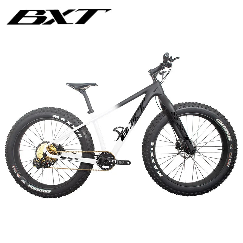 BXT NEW Full Carbon Bike snow carbon fat bike Axle Thru Rear space 197mm 26*4.8 tires Snow Complete 4.8tire Carbon Bicycle