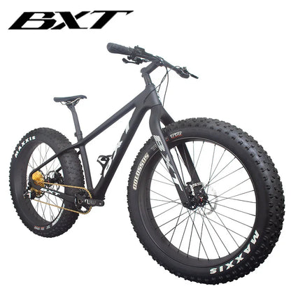 BXT NEW Full Carbon Bike snow carbon fat bike Axle Thru Rear space 197mm 26*4.8 tires Snow Complete 4.8tire Carbon Bicycle