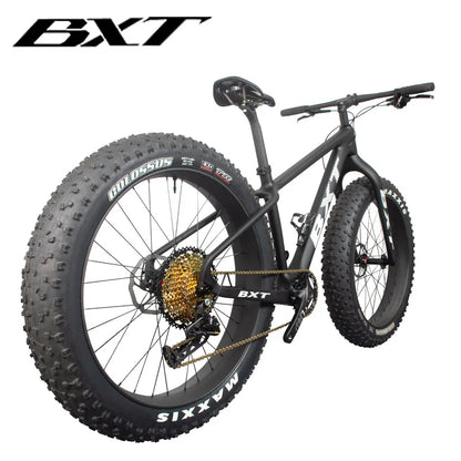 BXT NEW Full Carbon Bike snow carbon fat bike Axle Thru Rear space 197mm 26*4.8 tires Snow Complete 4.8tire Carbon Bicycle