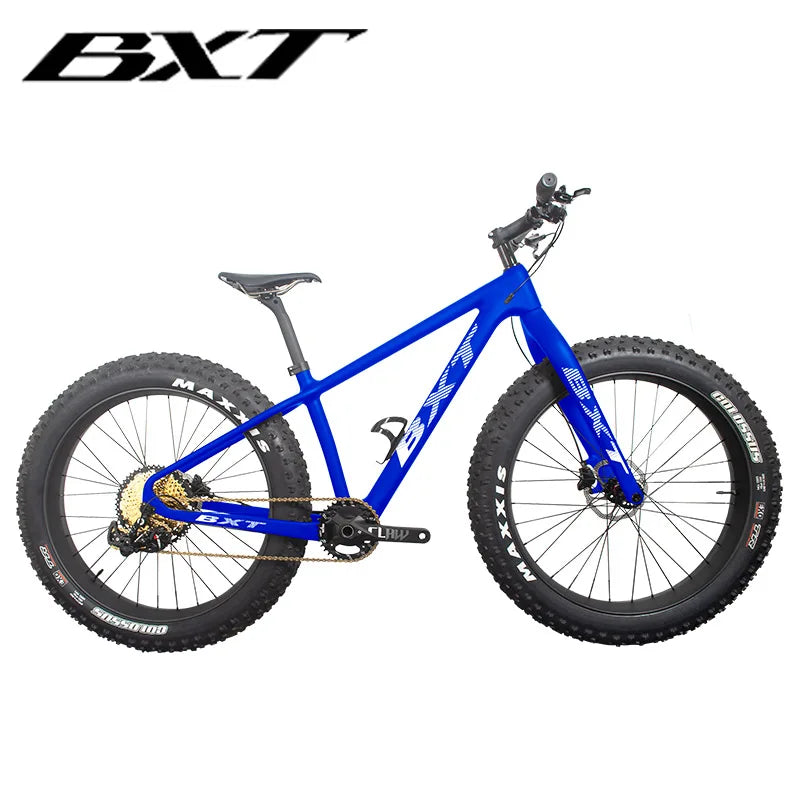 BXT NEW Full Carbon Bike snow carbon fat bike Axle Thru Rear space 197mm 26*4.8 tires Snow Complete 4.8tire Carbon Bicycle