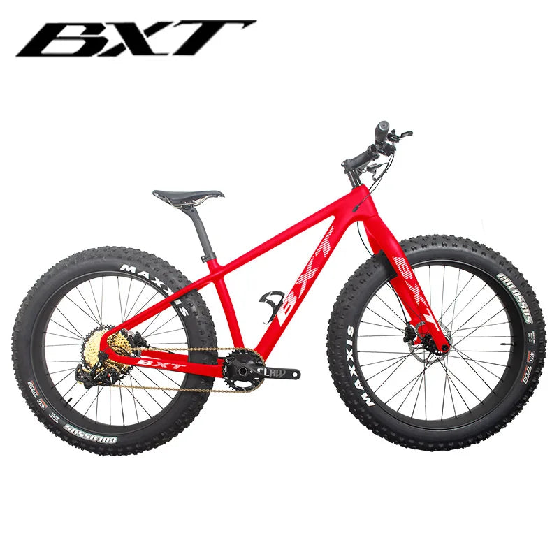 BXT NEW Full Carbon Bike snow carbon fat bike Axle Thru Rear space 197mm 26*4.8 tires Snow Complete 4.8tire Carbon Bicycle