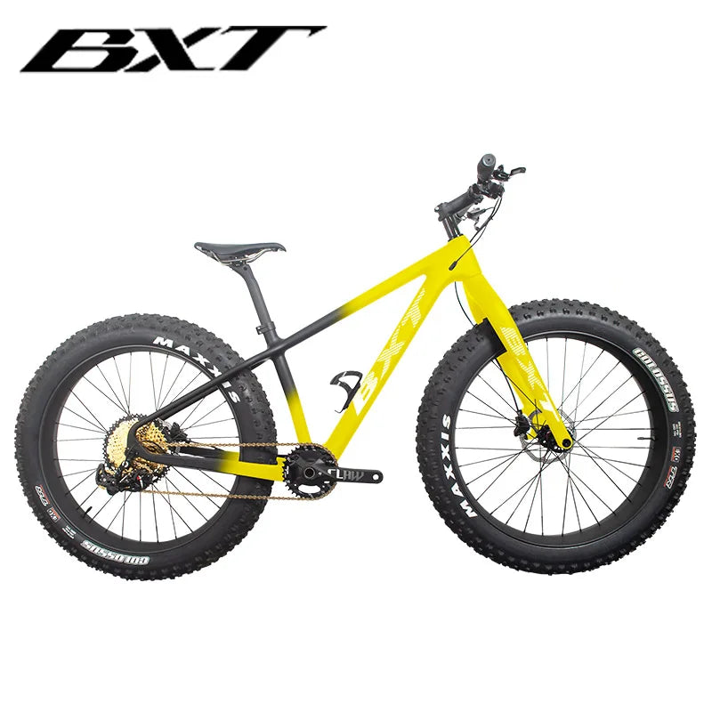 BXT NEW Full Carbon Bike snow carbon fat bike Axle Thru Rear space 197mm 26*4.8 tires Snow Complete 4.8tire Carbon Bicycle