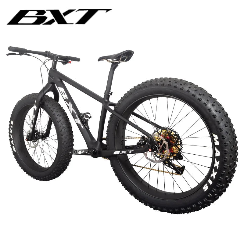 BXT NEW Full Carbon Bike snow carbon fat bike Axle Thru Rear space 197mm 26*4.8 tires Snow Complete 4.8tire Carbon Bicycle