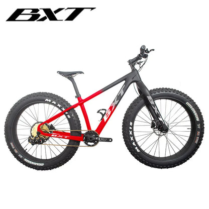 BXT NEW Full Carbon Bike snow carbon fat bike Axle Thru Rear space 197mm 26*4.8 tires Snow Complete 4.8tire Carbon Bicycle