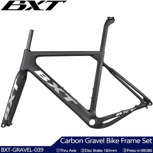 BXT  Carbon Gravel Bike Frame Thru Axle 142mm disc cyclocross carbon frame Gravel 700C Carbon Bike Frame Di2 Gravel Frame Fork