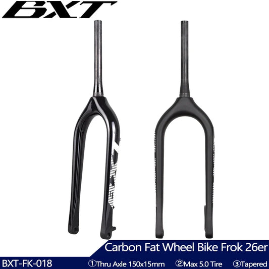 BXT Full Carbon Fiber Bike Snow fork 26er Front Fat Fork Disc Brake Snow Bicycle Fat Fork