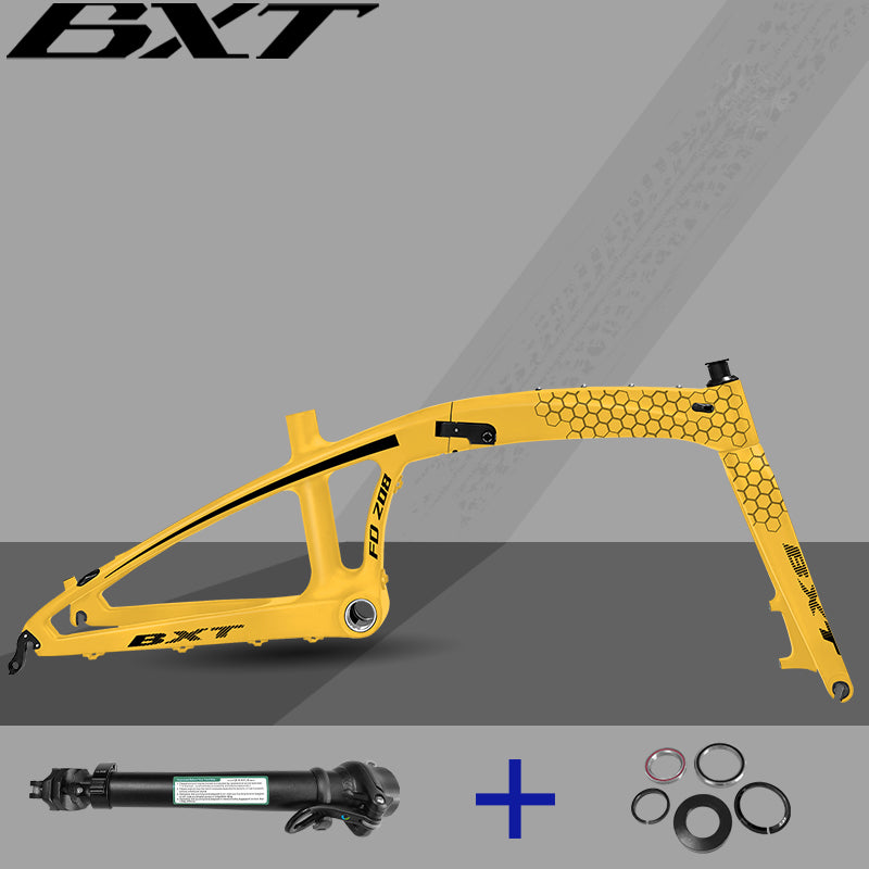 BXT Carbon Folding Bike Frame Fork, Folding Bike Frame, 20er Disc Brake, Can Use MTB 406 or Road 451 Tires, Lightweight 20in