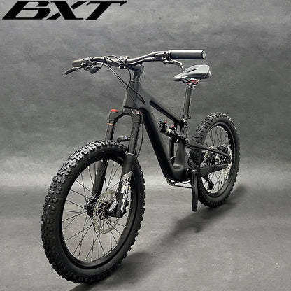 BXT 20er Full Suspension Carbon Mountain Bike Travel 80mm Carbon Full Suspension MTB 20er Height 125-145cm Carbon MTB Child Bicycle