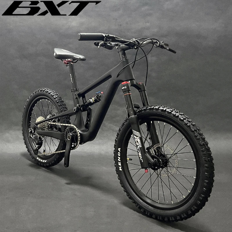 BXT 20er Full Suspension Carbon Mountain Bike Travel 80mm Carbon Full Suspension MTB 20er Height 125-145cm Carbon MTB Child Bicycle