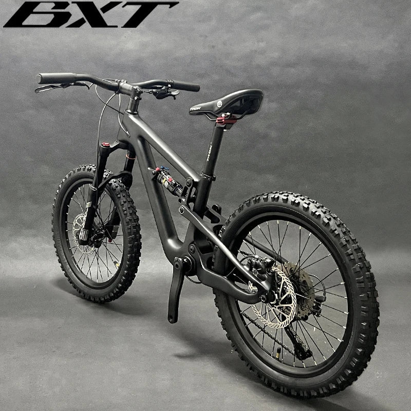 BXT 20er Full Suspension Carbon Mountain Bike Travel 80mm Carbon Full Suspension MTB 20er Height 125-145cm Carbon MTB Child Bicycle