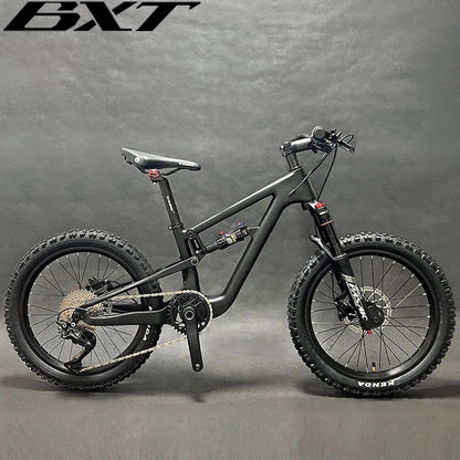 BXT 20er Full Suspension Carbon Mountain Bike Travel 80mm Carbon Full Suspension MTB 20er Height 125-145cm Carbon MTB Child Bicycle