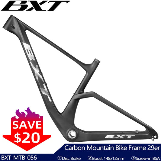 BXT 29er Carbon Mountain Bike Frame Boost 148mm MTB Carbon Bicycle Frame Disc Brake Hard Tail T1000 Carbon Fiber Bicicleta Frame 29