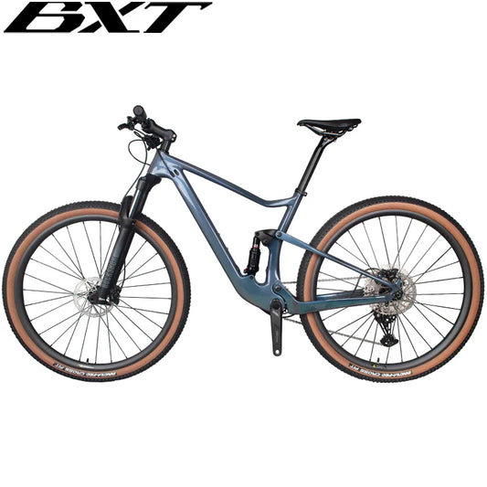 BXT 29er Full Suspension Complete Bike Travel 100mm XC Mountain Full Carbon Suspension Bicycle 1x11S M5100 Carbon Fiber WheelSet MTB