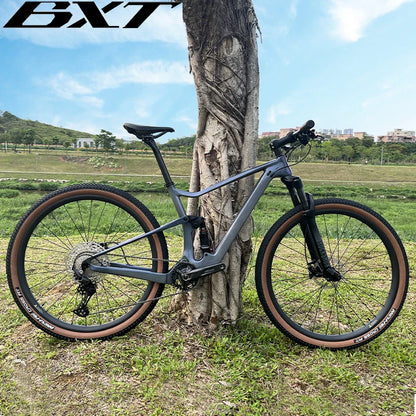 BXT 29er Full Suspension Complete Bike Travel 100mm XC Mountain Full Carbon Suspension Bicycle 1x11S M5100 Carbon Fiber WheelSet MTB