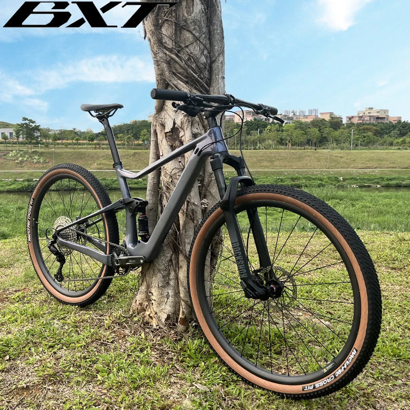 BXT 29er Full Suspension Complete Bike Travel 100mm XC Mountain Full Carbon Suspension Bicycle 1x11S M5100 Carbon Fiber WheelSet MTB