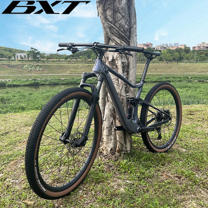 BXT 29er Full Suspension Complete Bike Travel 100mm XC Mountain Full Carbon Suspension Bicycle 1x11S M5100 Carbon Fiber WheelSet MTB