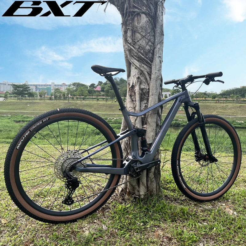 BXT 29er Full Suspension Complete Bike Travel 100mm XC Mountain Full Carbon Suspension Bicycle 1x11S M5100 Carbon Fiber WheelSet MTB