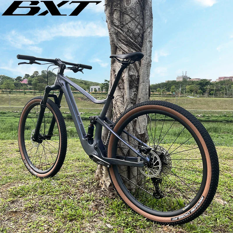 BXT 29er Full Suspension Complete Bike Travel 100mm XC Mountain Full Carbon Suspension Bicycle 1x11S M5100 Carbon Fiber WheelSet MTB