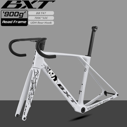 BXT 2026 New Ultralight 900g T1000 Carbon Road Bike Frameset with Disc Brakes, Flat-Mounted Disc Brake, T47, 700x32C BXT Road Bike Frame