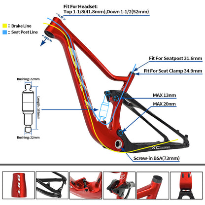 BXT 2025 UDH Hanger Carbon Full Suspension MTB Frame,  UDH Hanger，29er Travel, 100mm, Mountain Bicycle,Boost 148*12mm