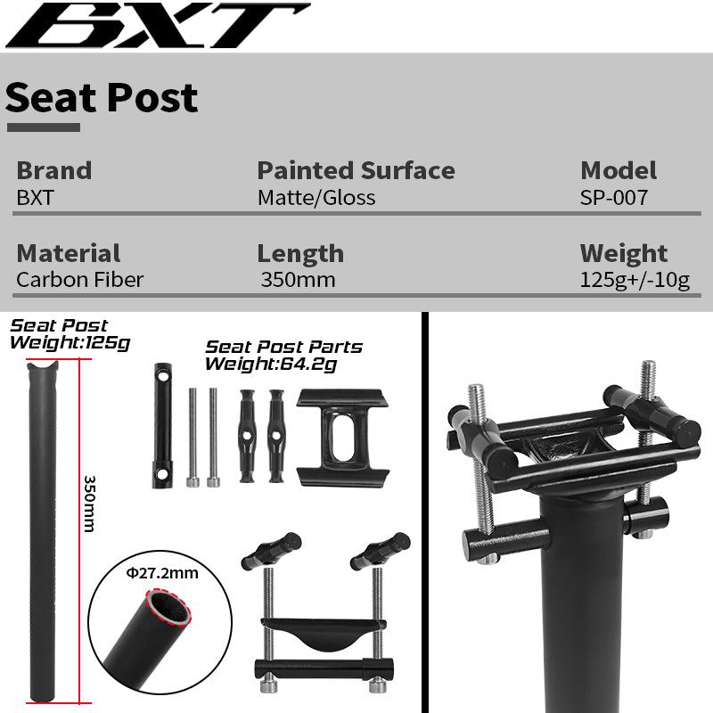 BXT Carbon Fiber Bicycle SeatPost 0 offset Mountain Road Bike Carbon Seat Post Road Bicicleta Carbon Frame Saddle Post